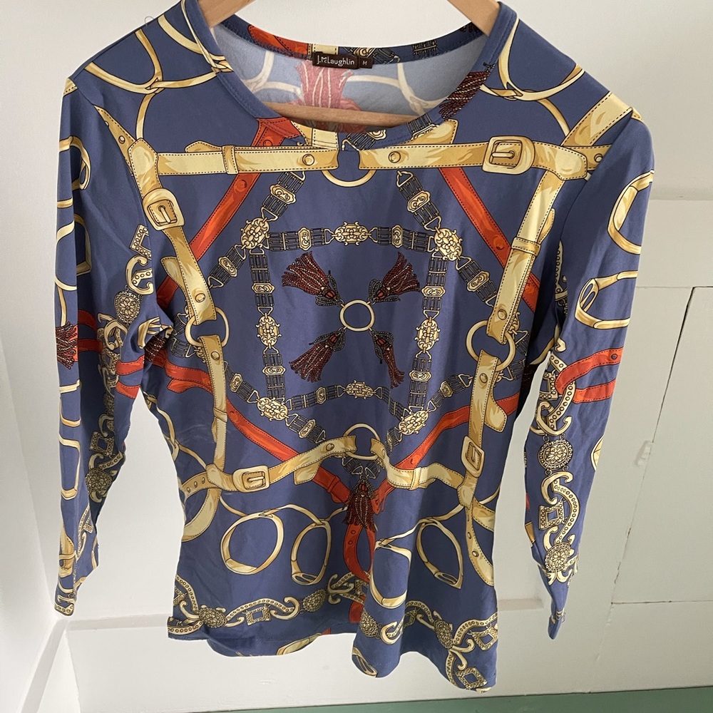 J. McLaughlin Signature Tee Equestrian Print